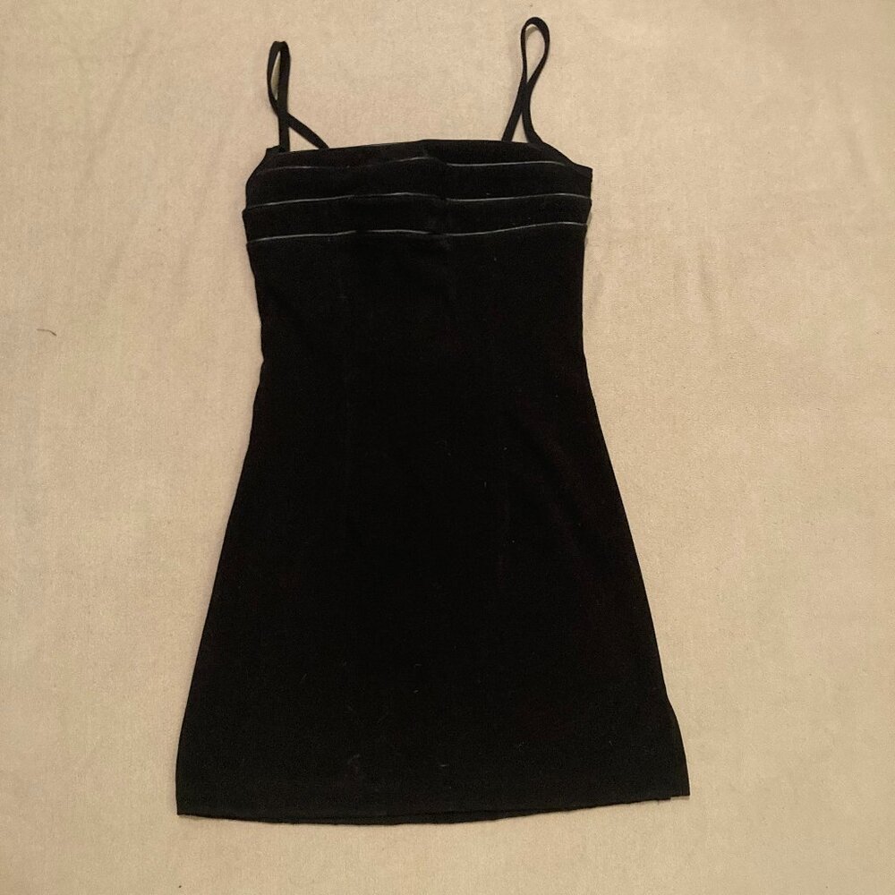 Sexy suede black mini dress